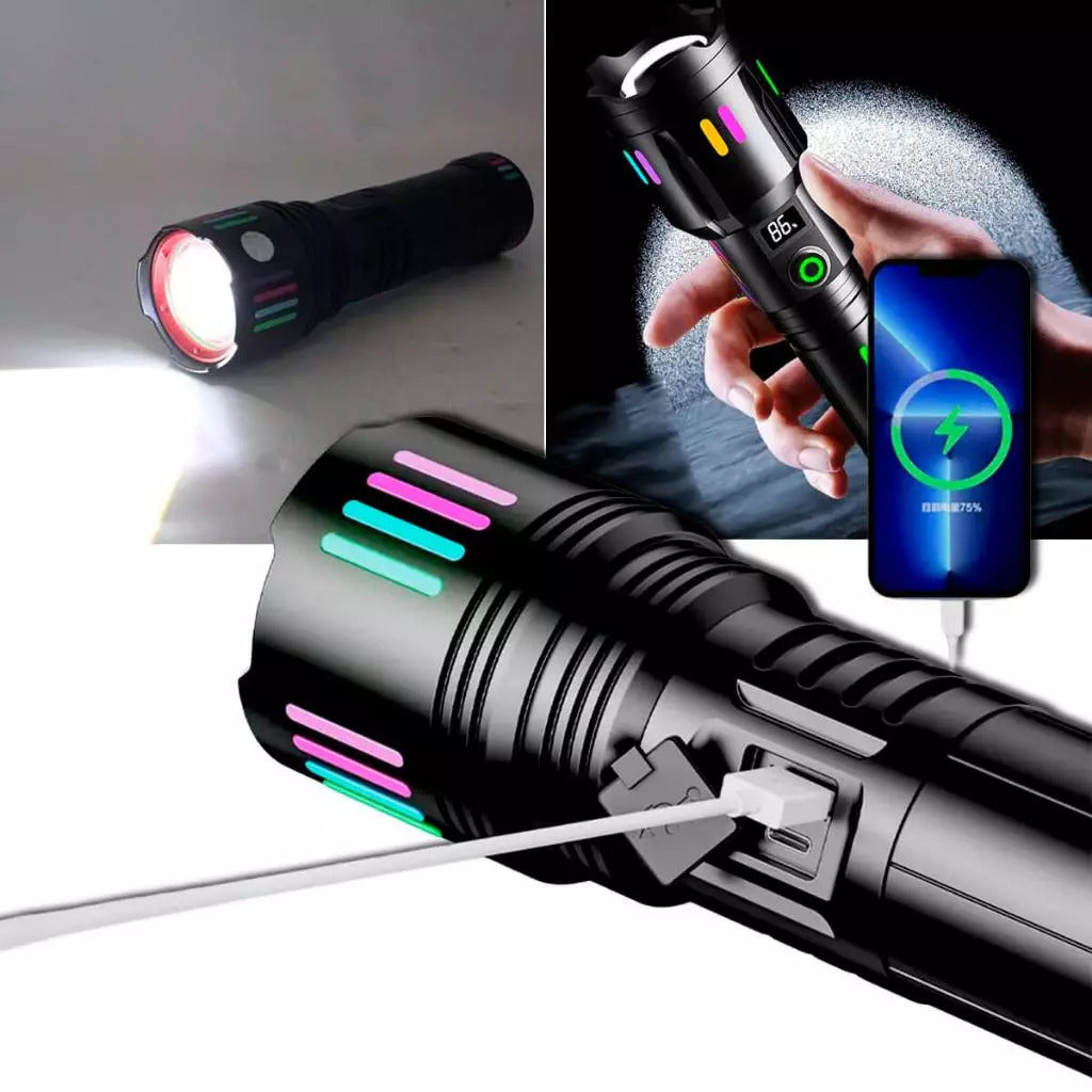 Lanterna LED 36000 Lúmens Recarregável USB Bivolt - BM-8540