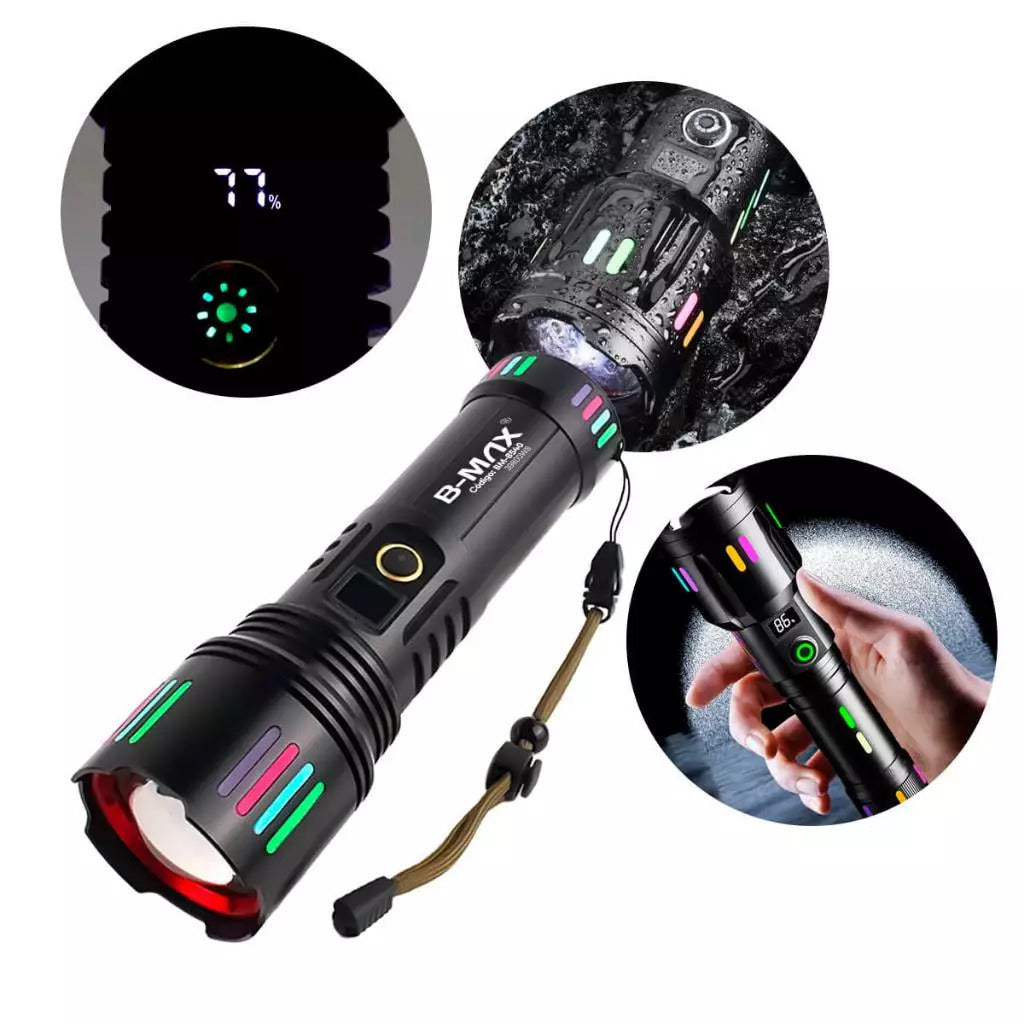 Lanterna LED 36000 Lúmens Recarregável USB Bivolt - BM-8540