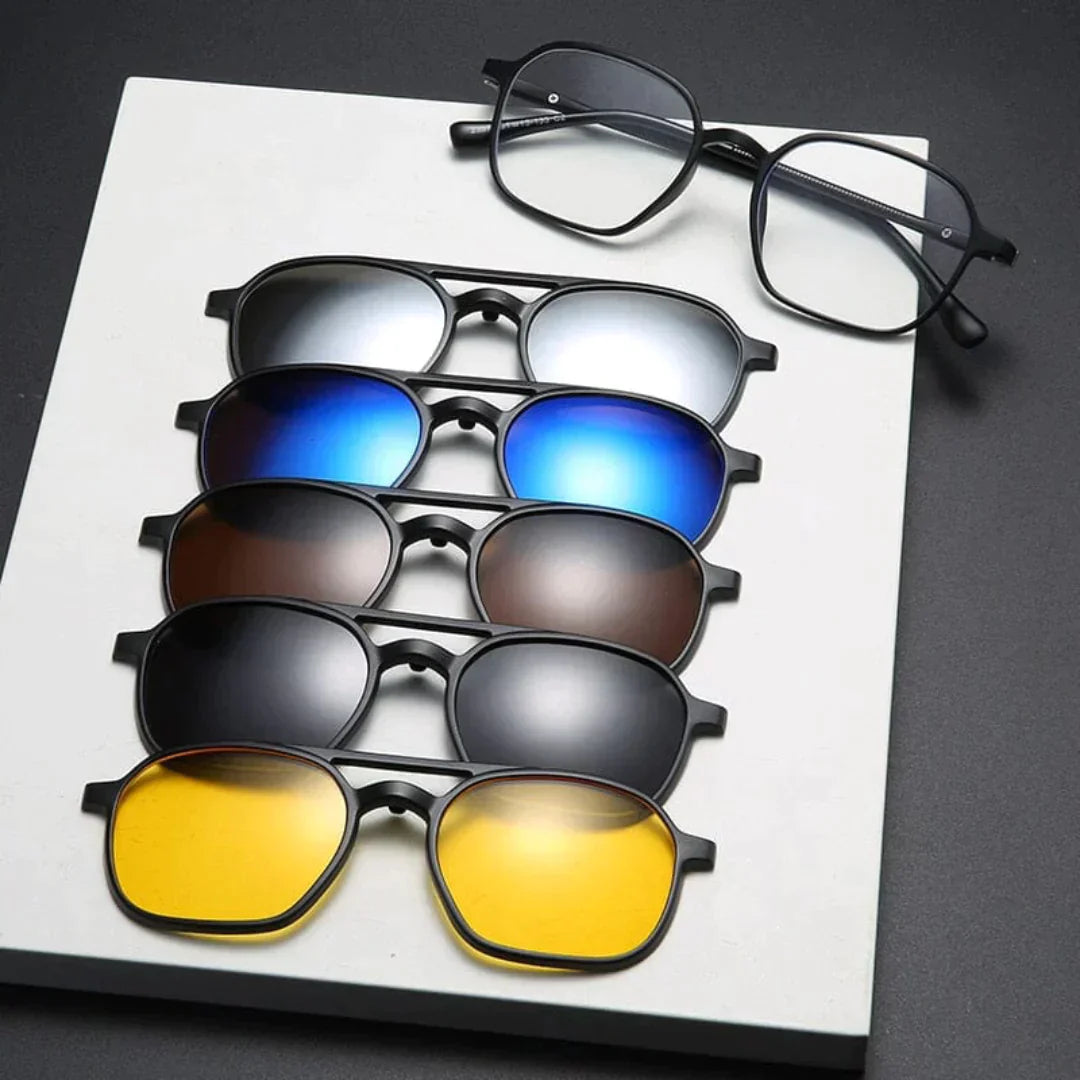 Óculos de Sol Multicor 6 em 1 + PORTA ÓCULOS INCLUSO