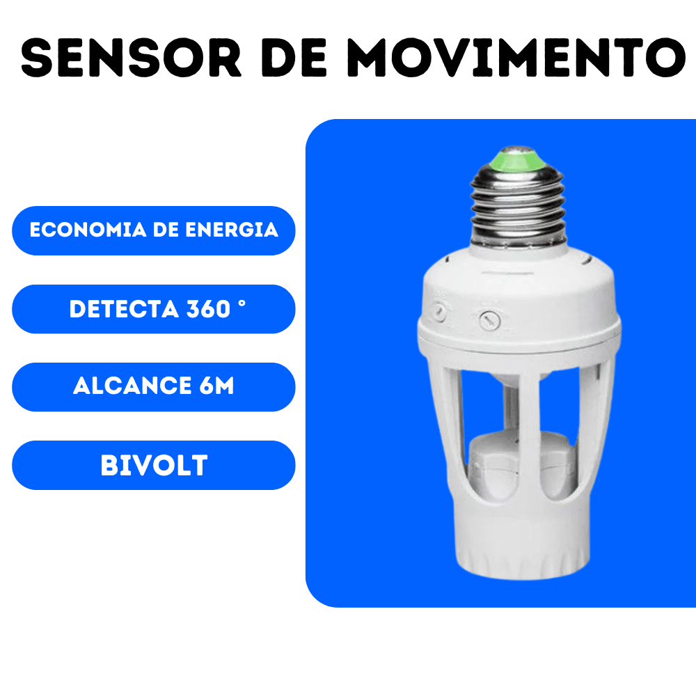 Sensor de Movimento Para Lâmpada Bivolt (COMPRE 1 E LEVE 2)