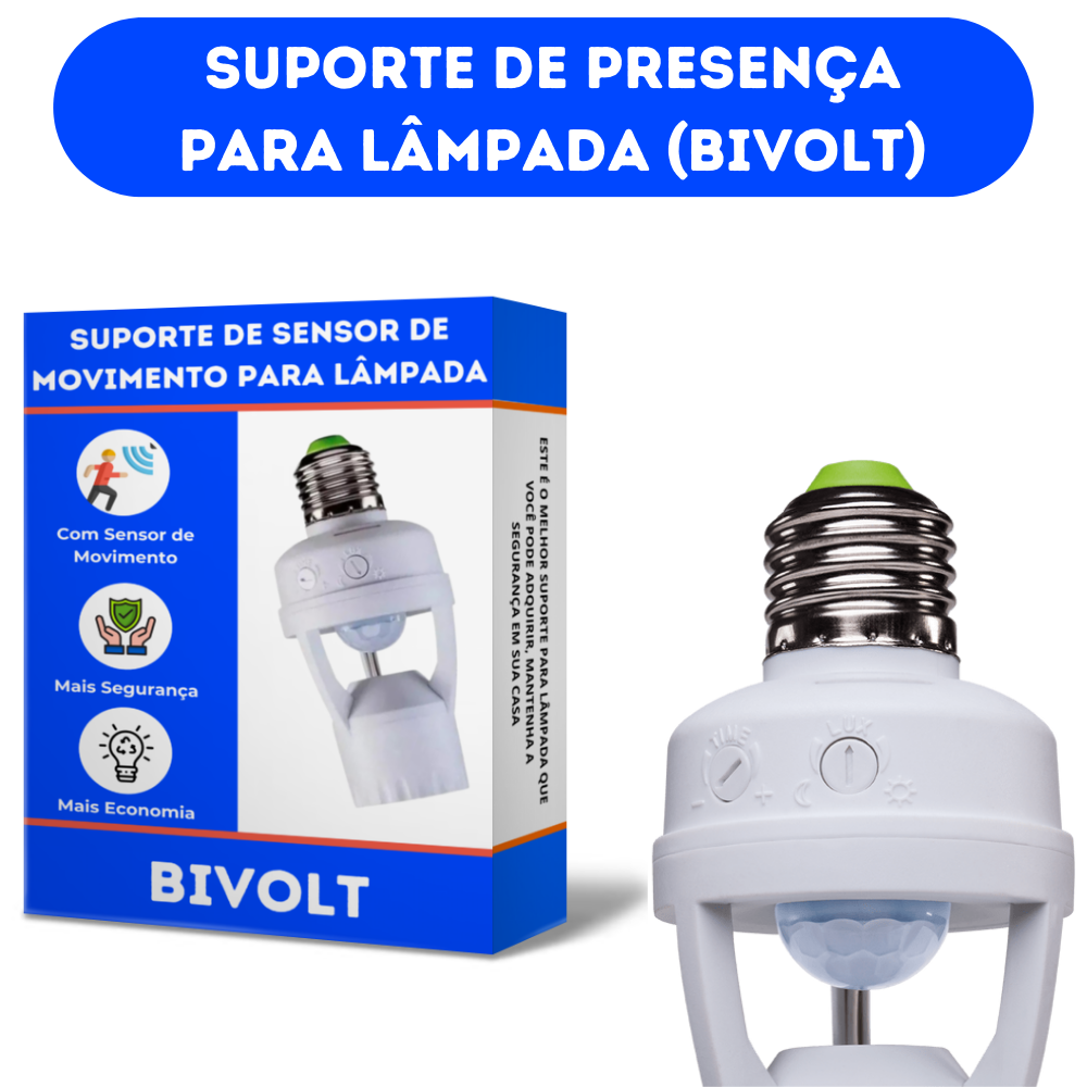 Sensor de Movimento Para Lâmpada Bivolt (COMPRE 1 E LEVE 2)