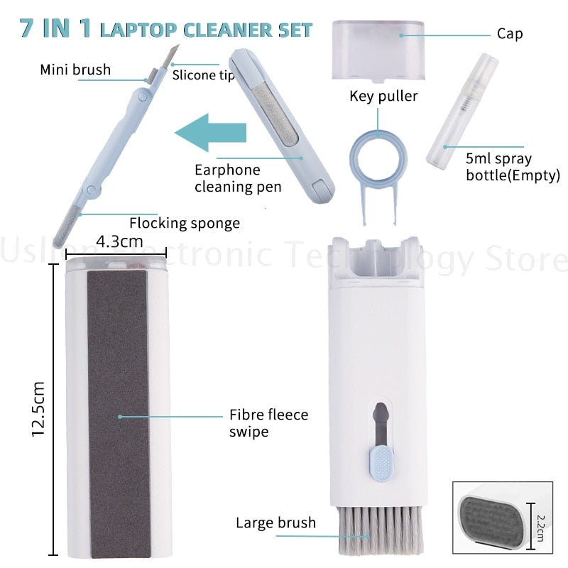 Kit Limpeza 7 em 1 - (Teclado,Celular,Fone,Telas e Etc)
