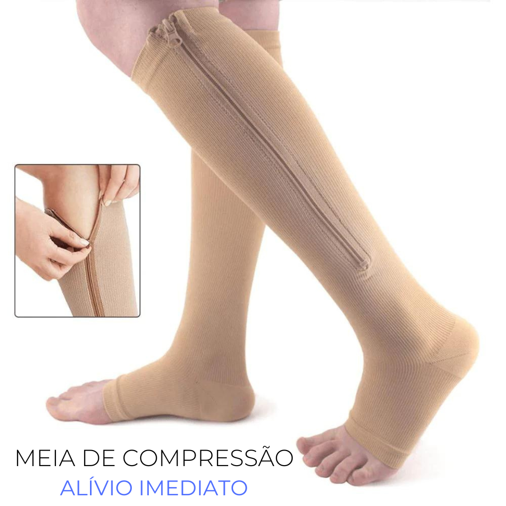 Par de Meia de Compressão Com Ziper Alívio Imediato [ÚLTIMAS UNIDADES]