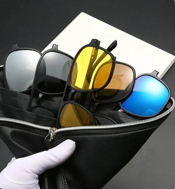 Óculos de Sol Multicor 6 em 1 + PORTA ÓCULOS INCLUSO